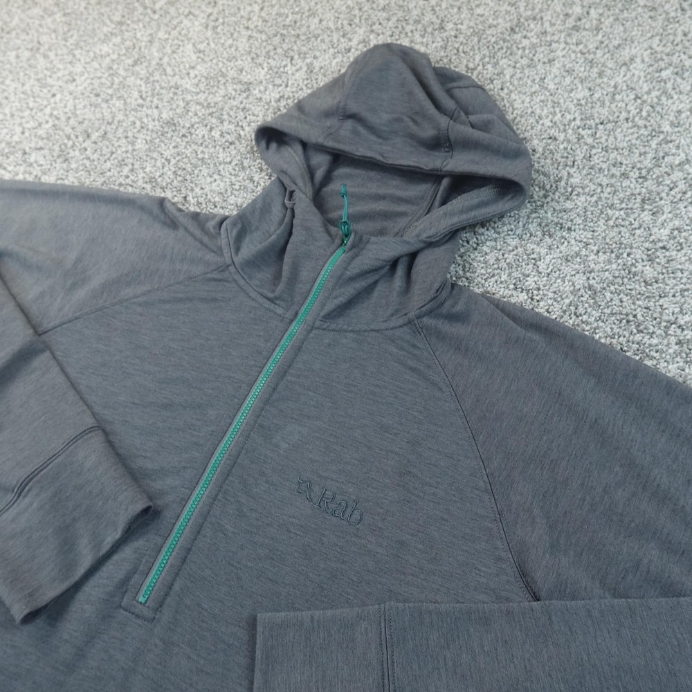 Rab Hoodie Mens XL Gray Top Out Hoody 1/2 Zip Pullover Sweatshirt Hiking Outdoor